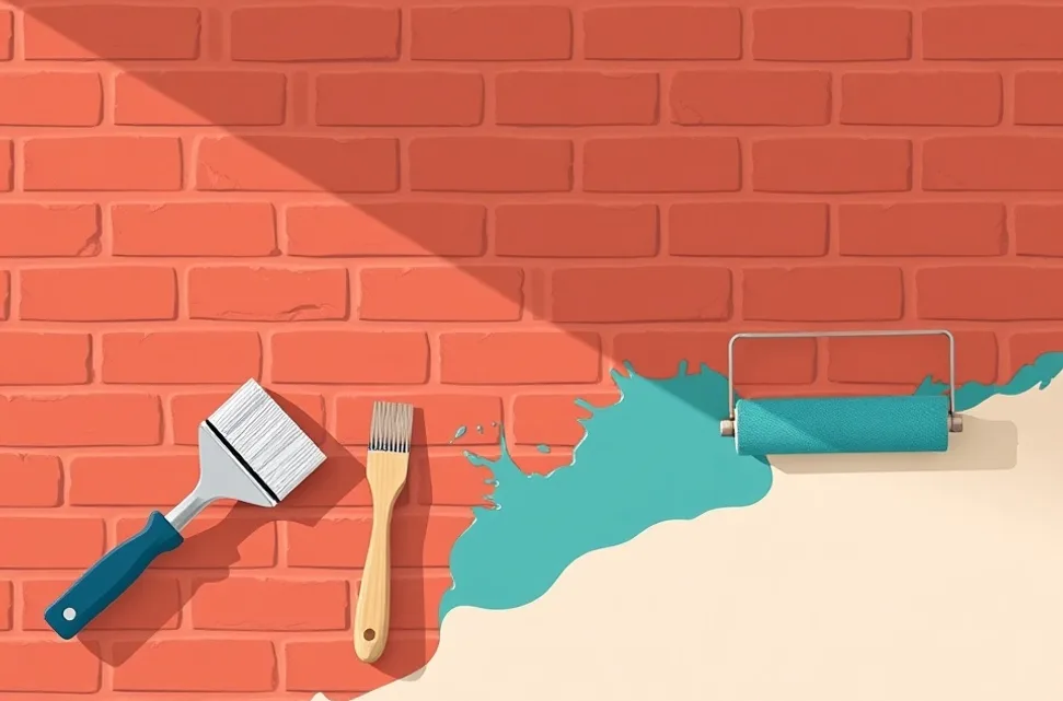 Outils de peinture disposés dans l'ordre des étapes du chantier