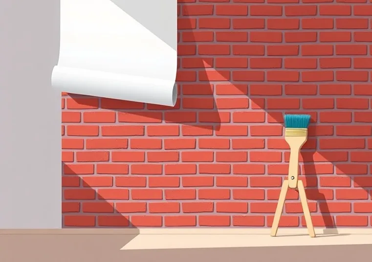 Pose de papier peint, rouleau et brosse à maroufler